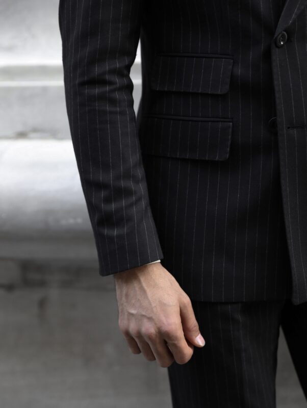 Willshaw Street Slim Fit All Black Pinstripe Double Breasted Two Piece