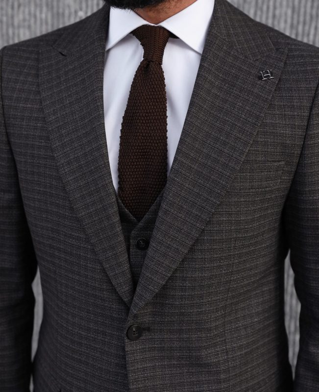Elstree Slim Fit Charcoal Mauve Men’s Three Piece Suit | MrGuild
