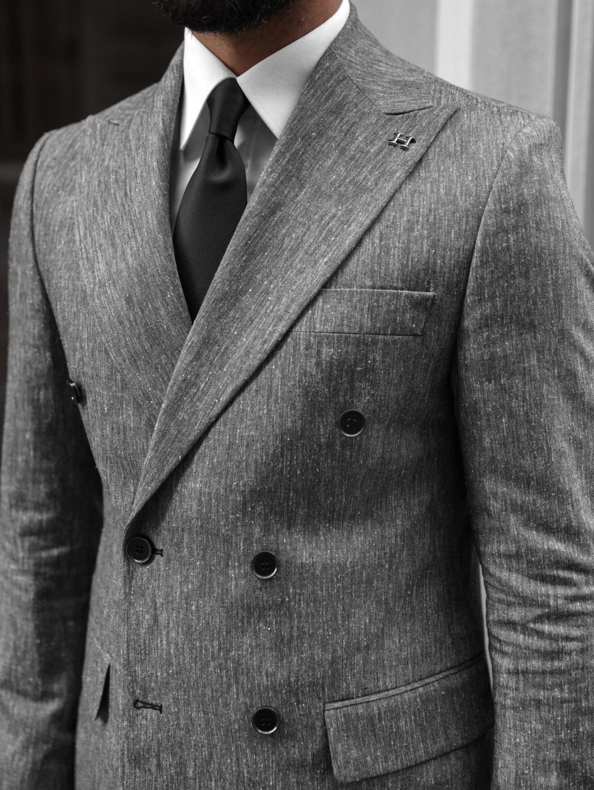 Newbury Park Slim Fit Grey Double Breasted Men’s Suit | MrGuild