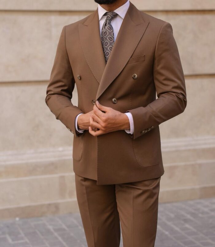 Patcham Terrace <p>Slim fit light brown double breasted two piece men’s suit</p>
