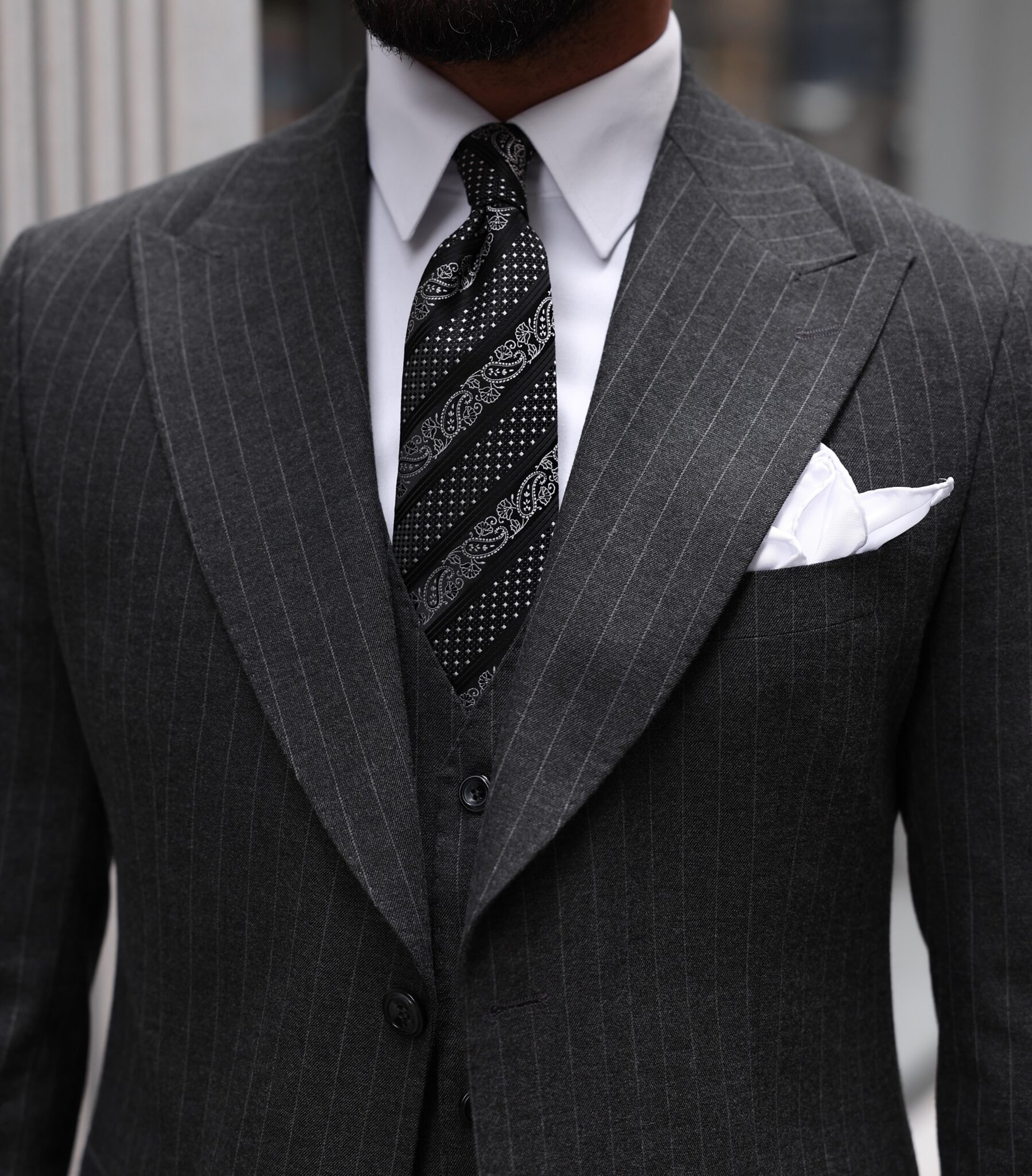 Modern Court Slim Fit Pinstripe Charcoal Grey Three Piece Men's Suit ...