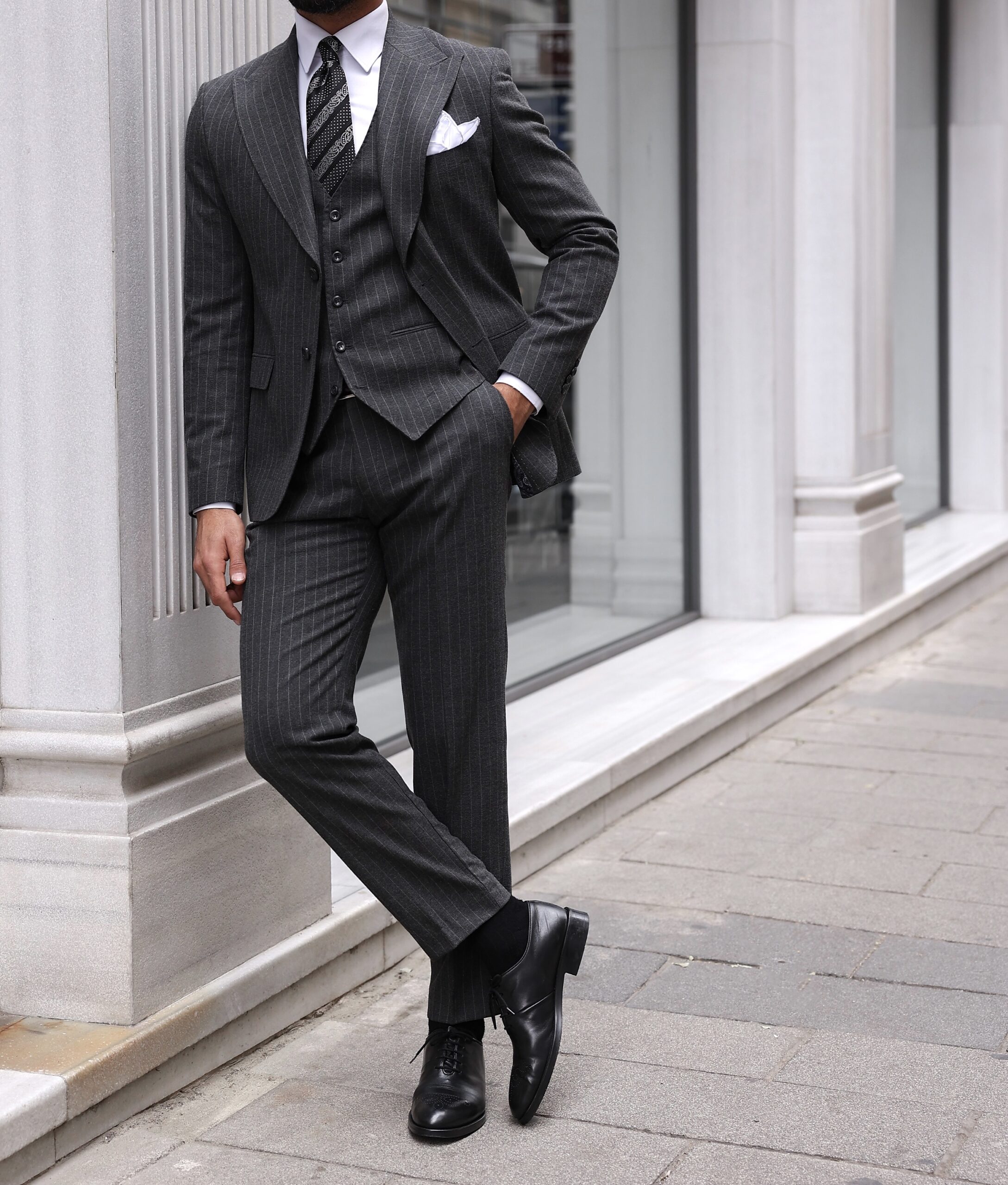 Tailor's Stretch Blend Suit | Charcoal Grey | Shop Suits Online – Tomasso  Black