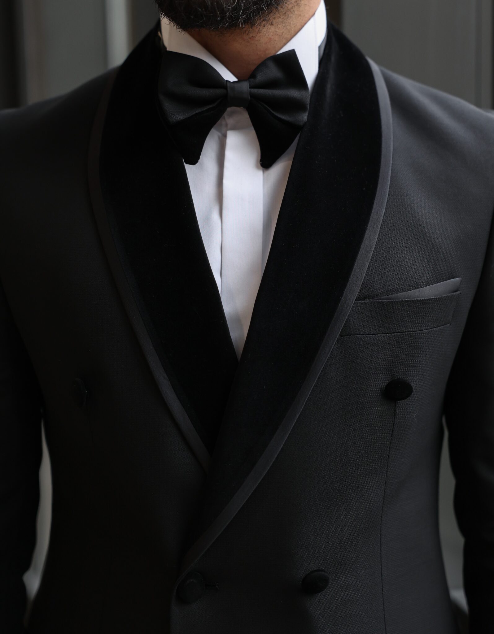 Duncan Albert Slim Fit All Black Double Breasted Men's Tuxedo Suit With ...