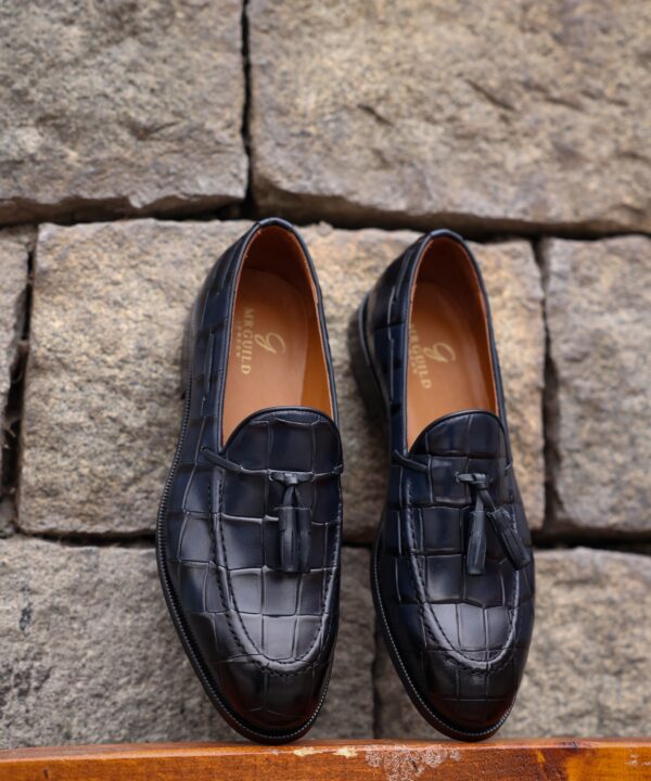 Ankara Men's All Black Calf Leather Monk Strap Shoes | MrGuild
