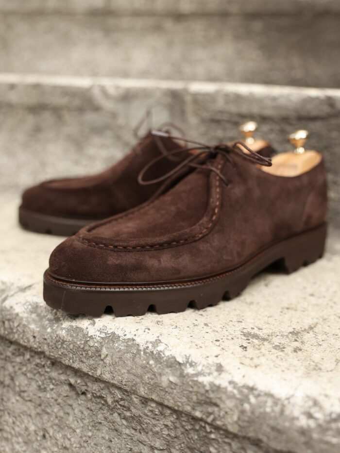 Dublin Men’s Dark Brown Calf Suede Wallabee Shoes | MrGuild