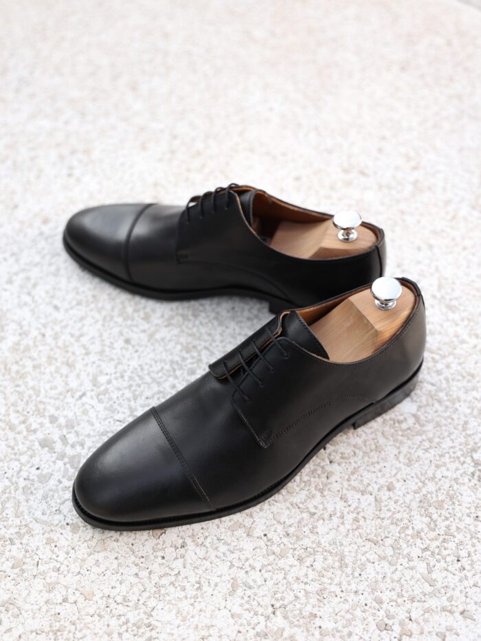 San Marino Men's all black calf leather oxford shoes