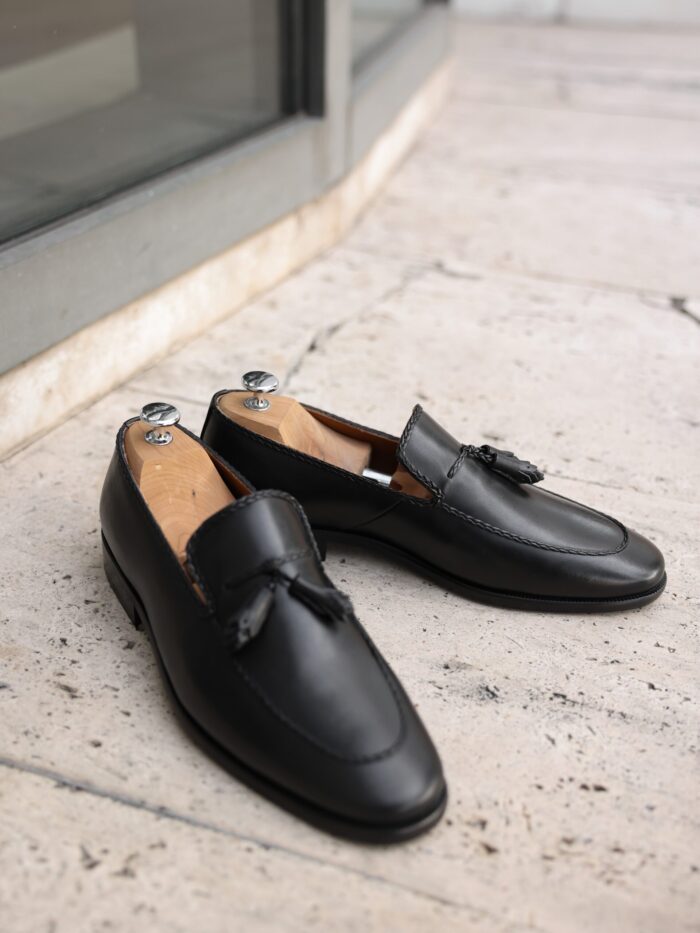 Vienna Men's All Black Calf Leather Loafers | MrGuild