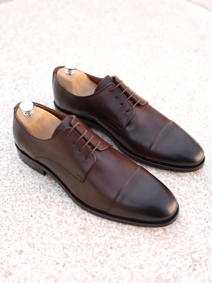 Warsaw Men's dark brown calf leather oxford shoes