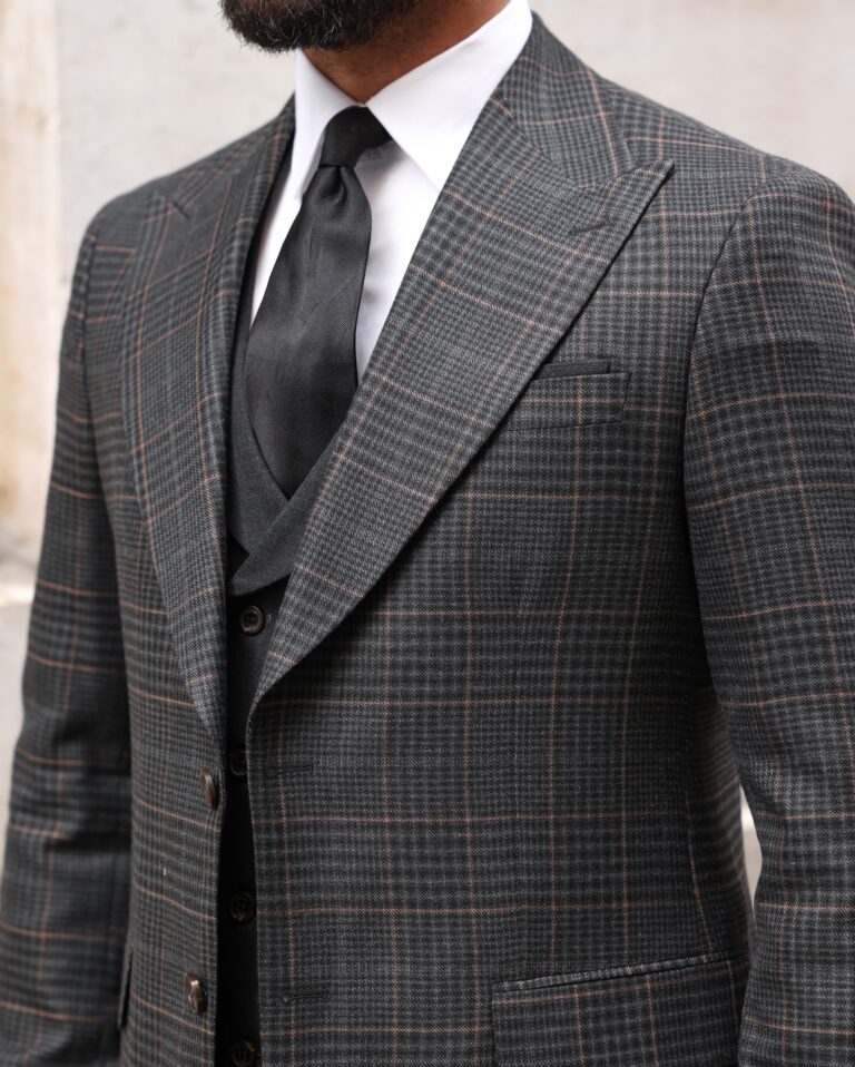 Consort Road Slim Fit Light Charcoal Chequered Mixed Three Piece Suit ...