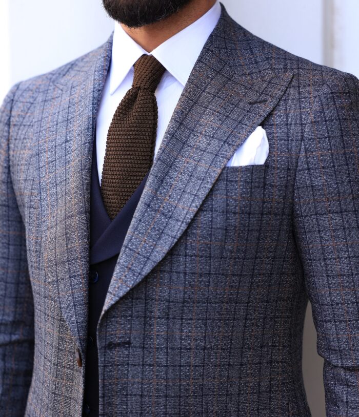 Culpeper Street Slim Fit Light Grey And Navy Chequered Mixed Three ...