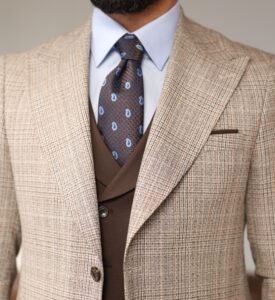 Aviland Street Slim Fit Cream And Chocolate Brown Mixed Chequered Three ...