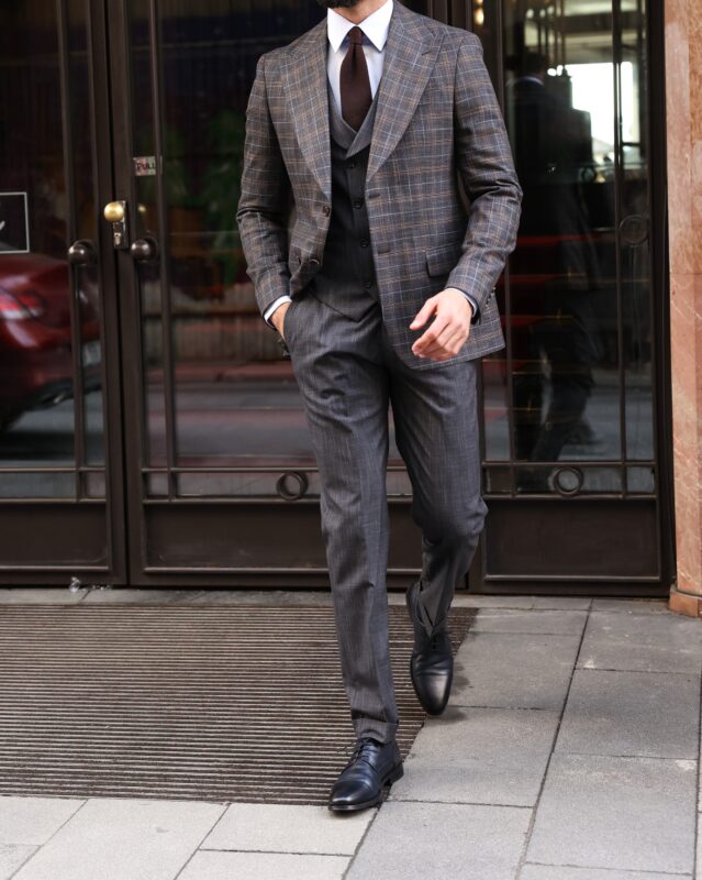 Chalkway Street Slim Fit Charcoal Grey Mixed Men's Three Piece Suit ...