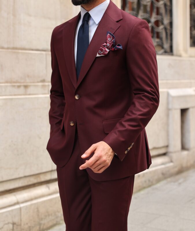 Geary Street Tailored Slim Fit Crimson Red Men's Two Piece Suit With ...