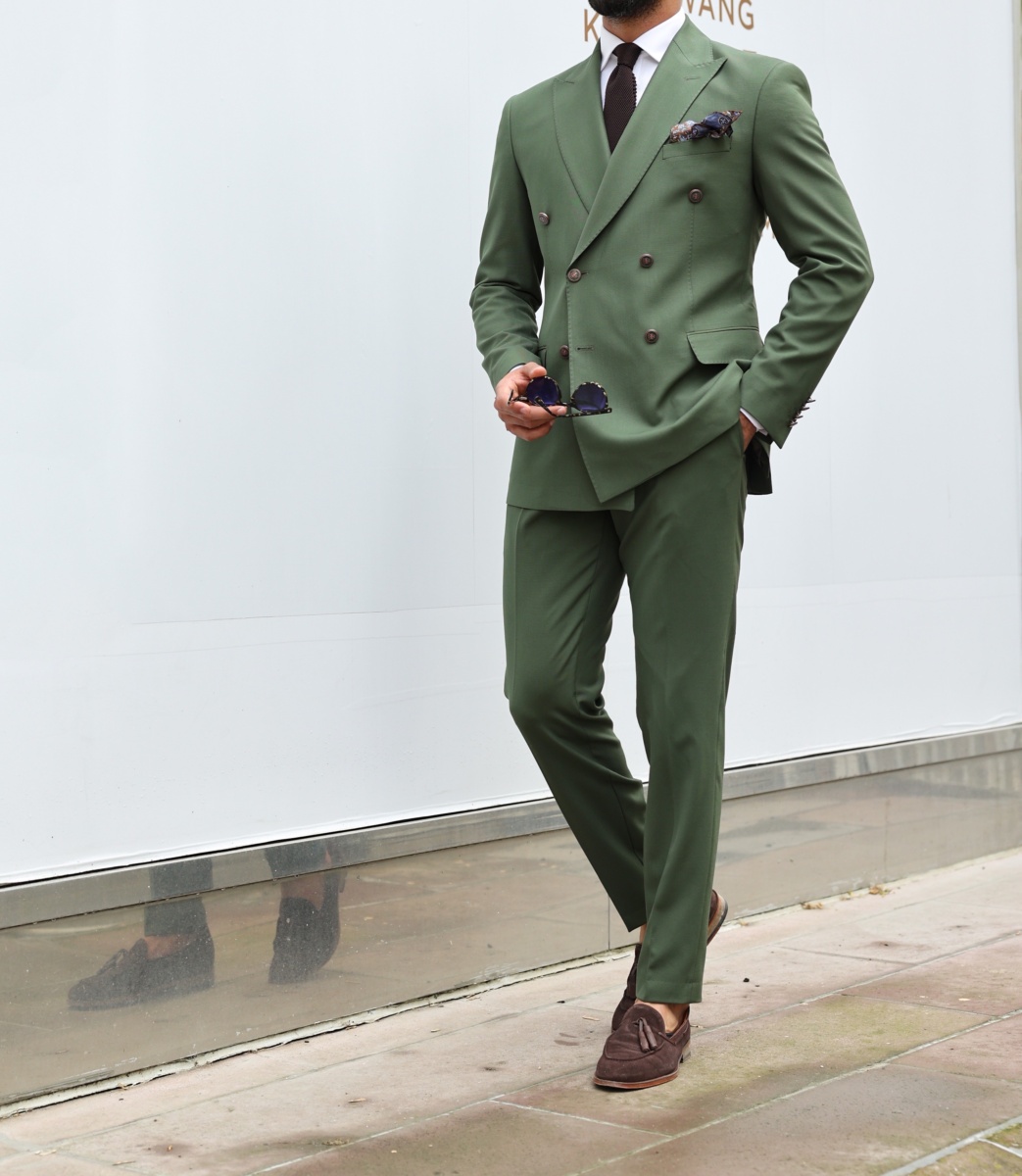 Olive Green Cotton Suit : Made To Measure Custom Jeans For Men & Women,  MakeYourOwnJeans®