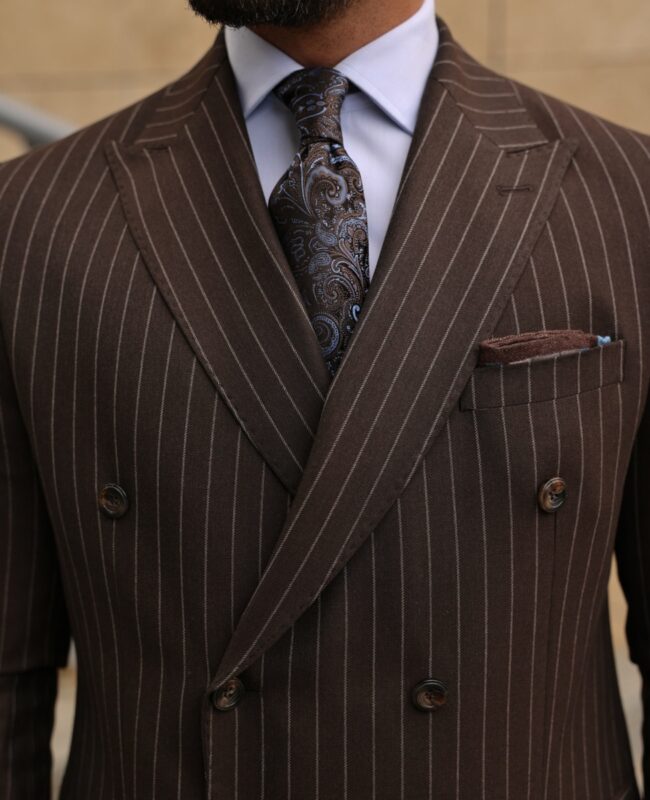 Vincent Square SLIM FIT DARK BROWN DOUBLE BREASTED TWO PIECE MEN’S SUIT ...