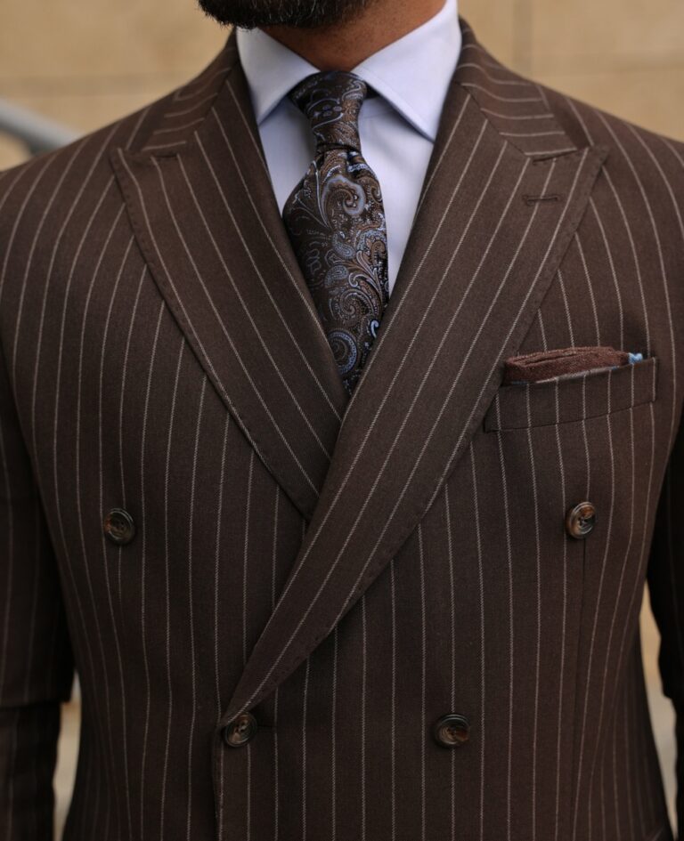Vincent Square SLIM FIT DARK BROWN DOUBLE BREASTED TWO PIECE MEN’S SUIT ...