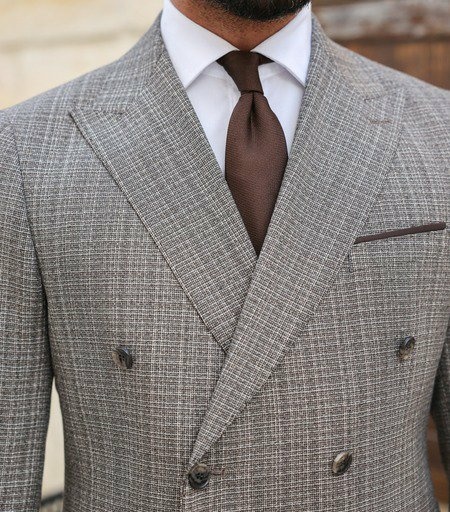 Tiverton Street Slim Fit Brown Checked With Brown Trousers Mixed Double ...