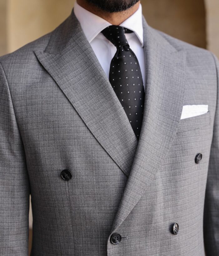 West Wickham SLIM FIT GREY WITH SMALL SQUARED CHECKED DOUBLE BREASTED ...