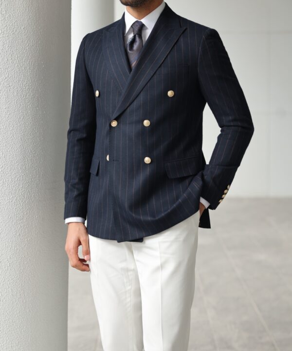 Men's pale beech-colored double-breasted blazer